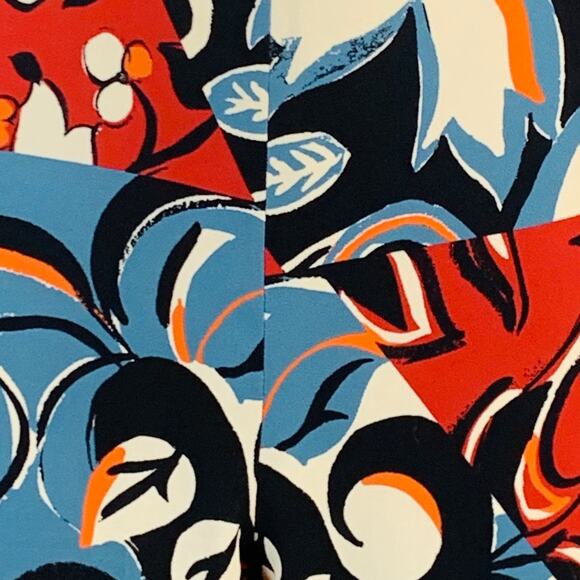 ETRO Size L Black Multi Color Viscose Blend Abstract Floral Tapered Dress Pants - Picture 2 of 8